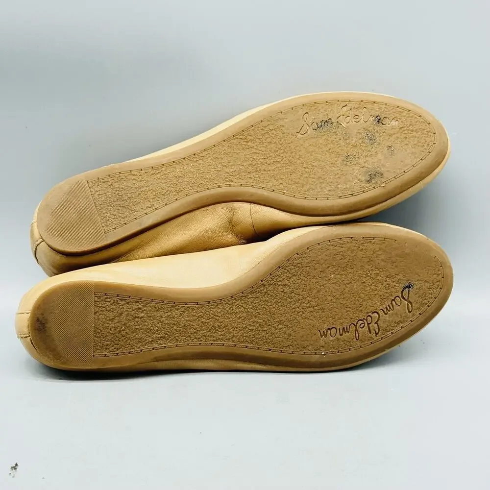 Sam Edelman Shoes Womens 6.5 Beige Leather Ballet Flats Comfort Classic Slip On - Picture 9 of 12